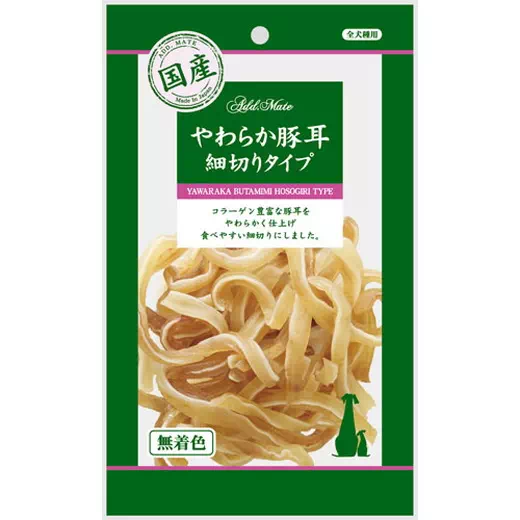 アドメイト犬用おやつやわらか豚耳細切りタイプポークはコラーゲン豊富な豚耳をやわらかく仕上げました