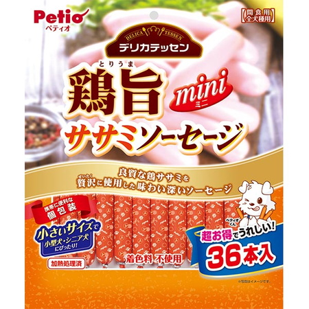 ペティオPetio犬用おやつデリカテッセン鶏旨ミニササミソーセージチキンはやわらかい