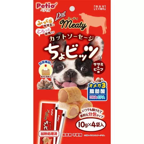 ミーティ ｍeaty カットソーセージ ちょビッツ ササミ ビーフ味 10g 4袋入 Petio ペティオオンラインショップ