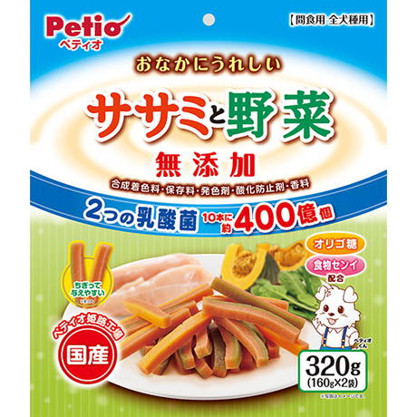 ペティオPetio犬用おやつおなかにうれしいうれしい無添加ササミと野菜は2種類の乳酸菌配合