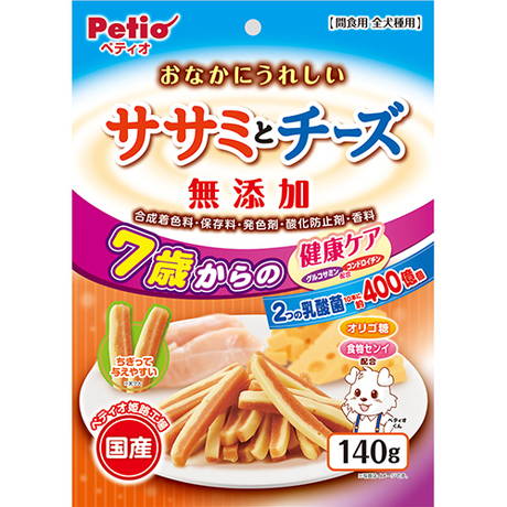 ペティオPetio犬用おやつおなかにうれしいうれしい無添加7歳からの健康ケアササミとチーズは2種類の乳酸菌配合