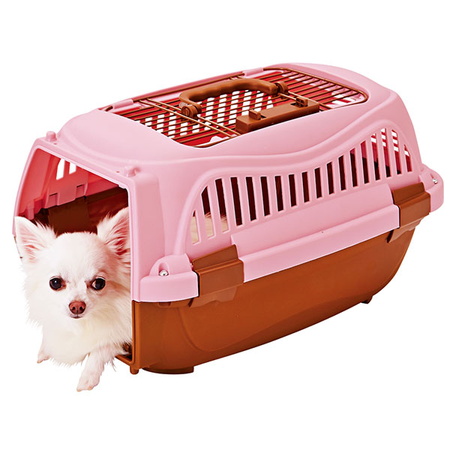 ペティオPetio犬用猫用2ドアスマイルキャリーピンクは避難先でドッグハウスとして使うことができます