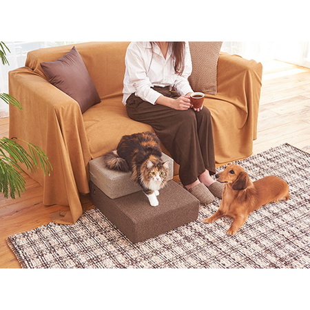 ペティオPetio犬用猫用ベッドマットファブリッククッションステップマウンテンブラウン茶色は足の短い犬もOK