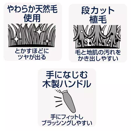 ペティオポルタツヤときほぐしブラシは手に馴染む木製ハンドル