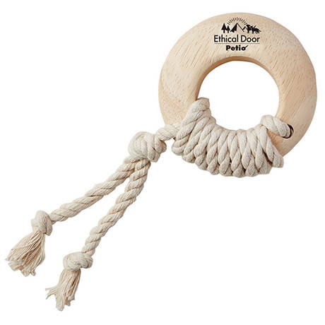 ペティオPetio超小型犬用おもちゃEthicalDoorエシカルドア天然木とロープの歯磨きデンタルリング輪は天然木使用
