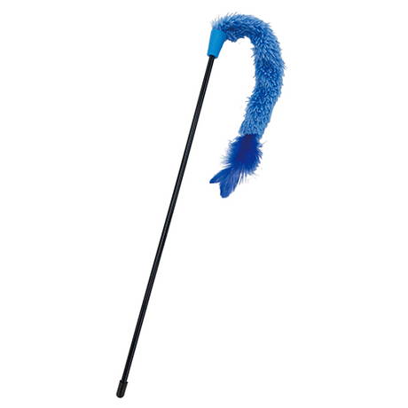 ペティオPetio猫用おもちゃ大好きブルー青の猫じゃらしテール＆フェザー鳥毛は鳥毛を使用