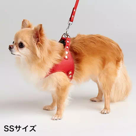 ペティオPetio犬用リードロープPortaポルタソフトレザーベストハーネス合皮革製ＳＳレッド超小型犬赤色は柔らかい合皮を使用